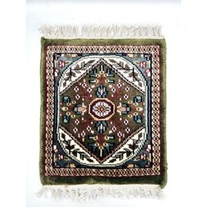 Miniature Hand-knotted Wool Afghani/Pakistani Carpet Sample Dollhouse 10"x12"rug